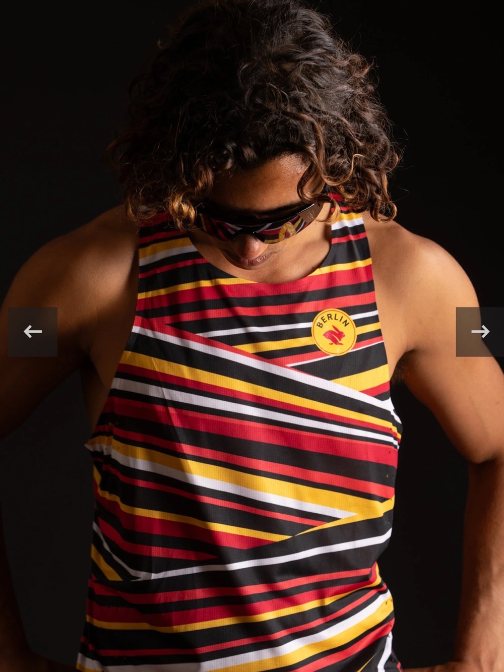 Rabbit Time Berlin Marathon running tank top Red Yellow Size Medium Men’s